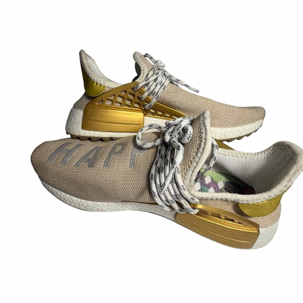 Adidas Pharrell Williams NMD Hu Trail  'HAPPY' China Gold Knit Sneakers Sz 7 - Picture 9 of 15